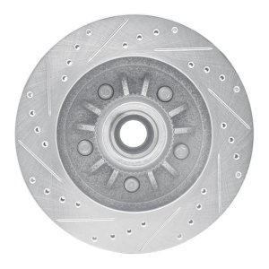 Ford F-150 Brake Rotor (1) - Front Right - R1 Concepts - Drilled & Slotted - Silver - `97-`00